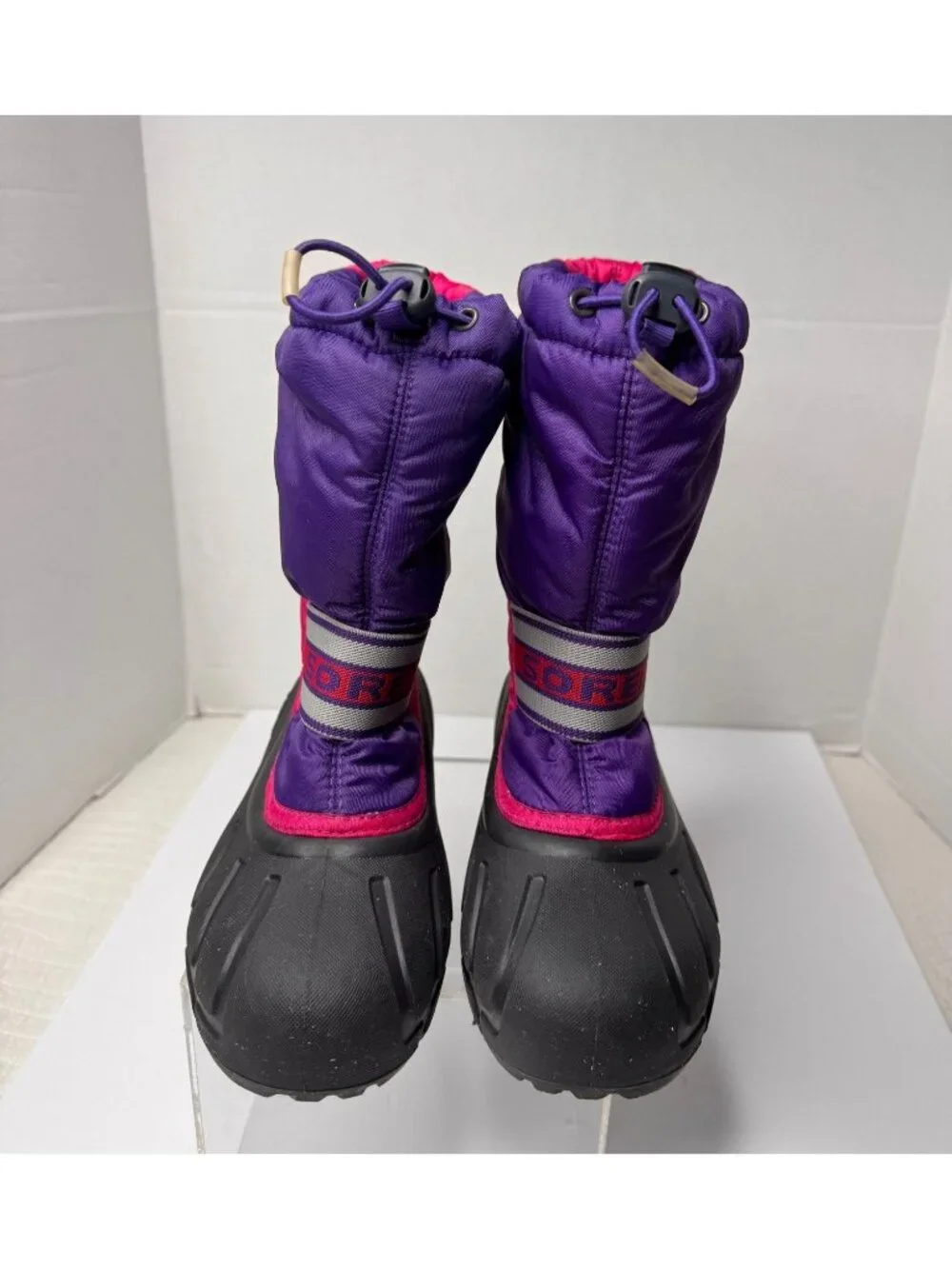 Sorel Flurry Youth Girls SZ 3 Purple Pink Lined Snow Winter Sledding Boots
